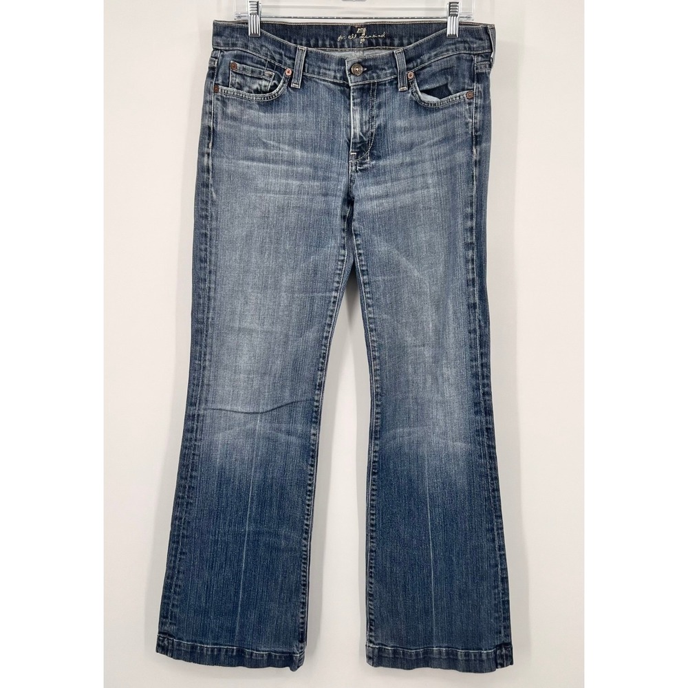 7 For All Mankind Dojo Flare Jeans Medium Wash‎ Stretch Denim Size 31 U115VJ080U